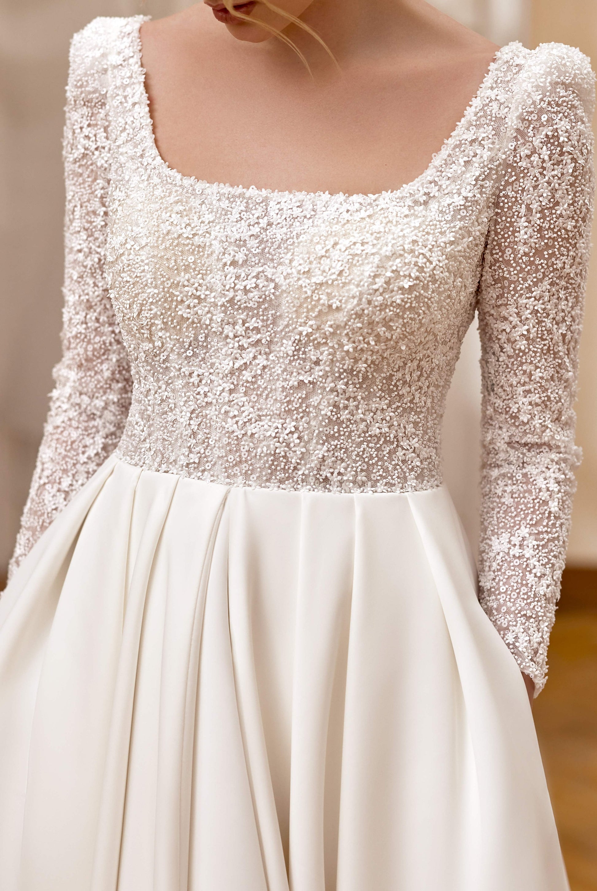 Marta A-line Square Milk Wedding dress