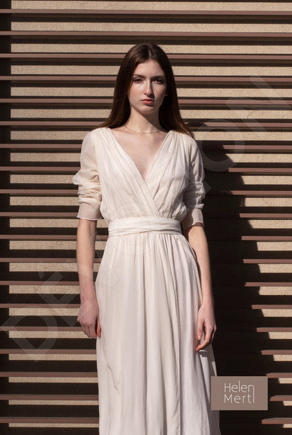 Michaela A-line V-neck White Wedding dress