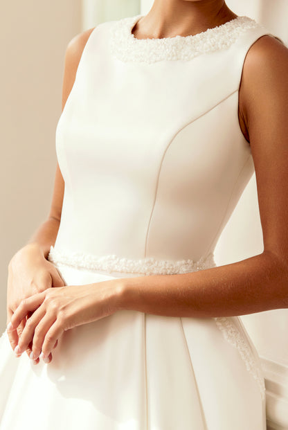 Agnes A-line Scoop Ivory Wedding dress