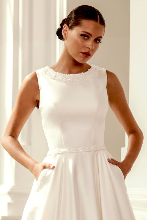 Agnes A-line Scoop Ivory Wedding dress