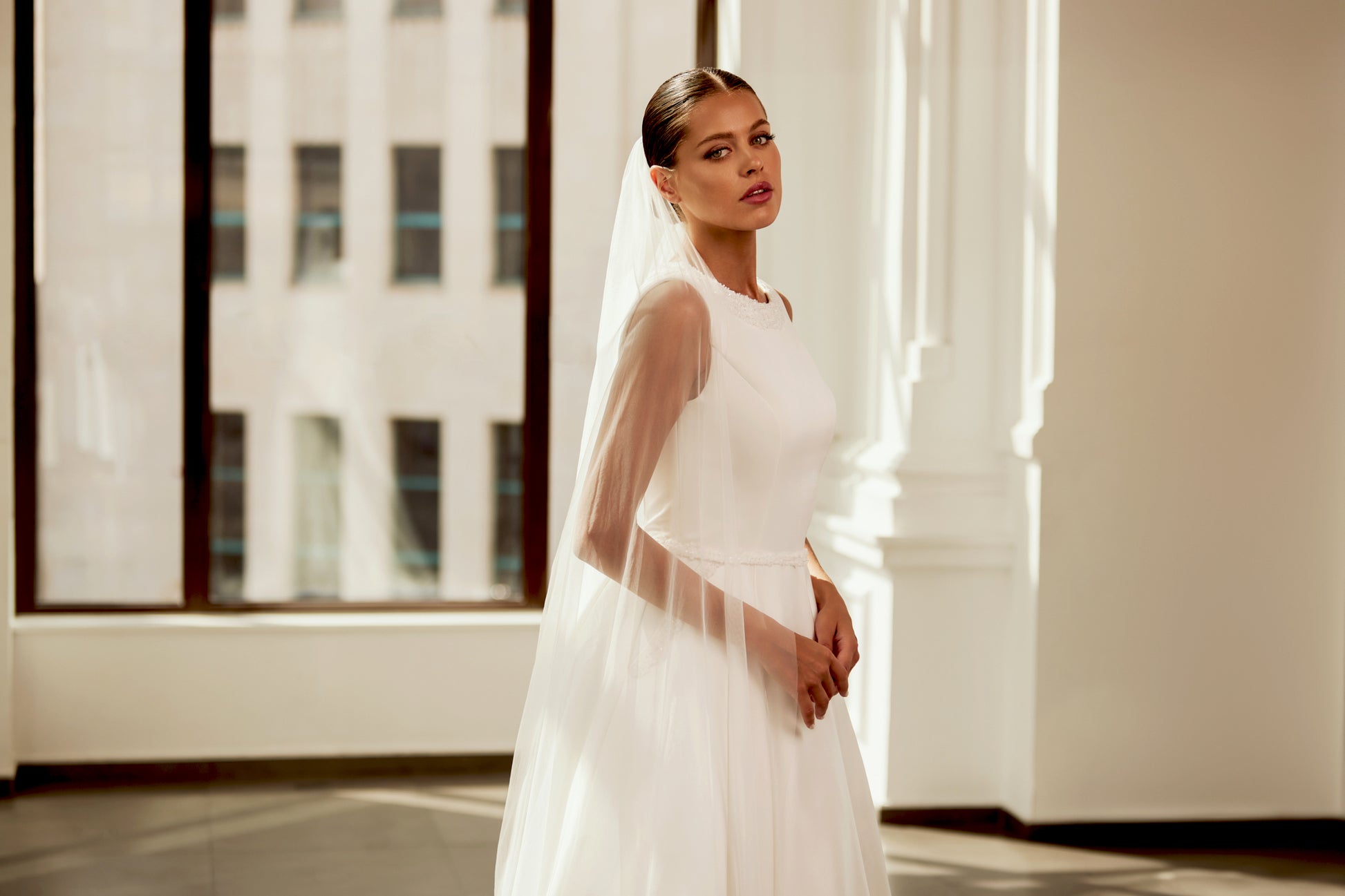 Agnes A-line Scoop Ivory Wedding dress