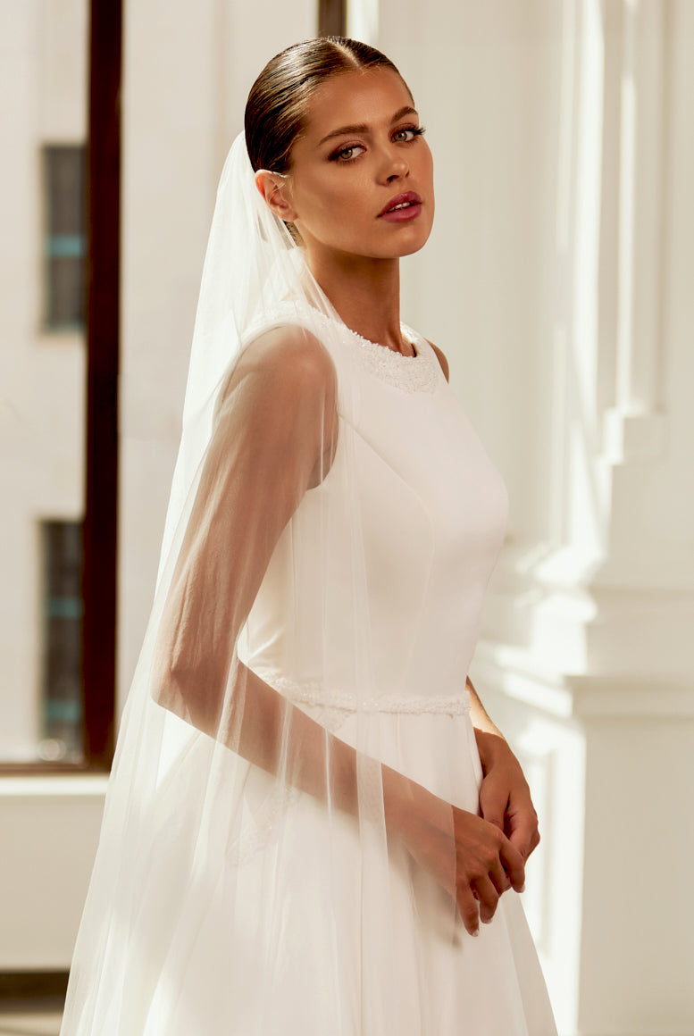 Agnes A-line Scoop Ivory Wedding dress