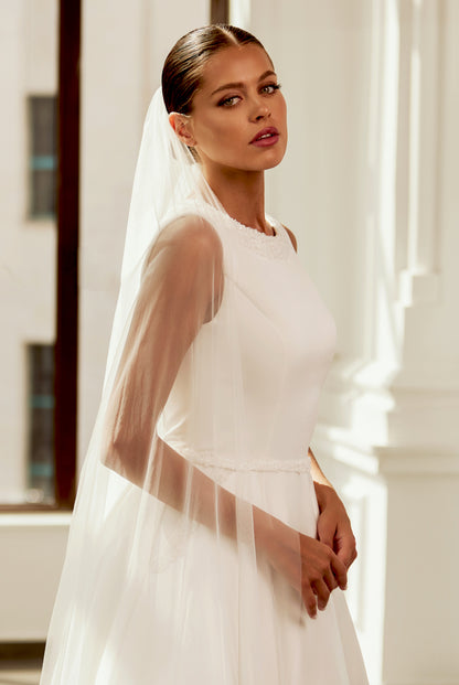 Agnes A-line Scoop Ivory Wedding dress
