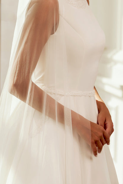 Agnes A-line Scoop Ivory Wedding dress