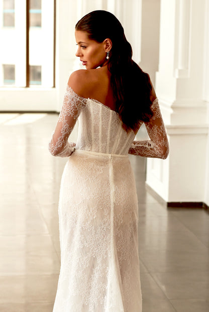 Thea Two in One Off-shoulder/Drop shoulders Ivory Wedding dress