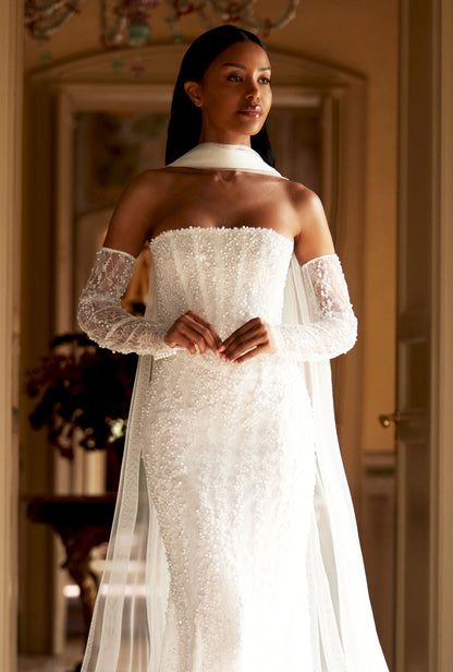 Miraya Two in one Straight across Ivory Wedding dress