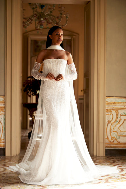 Miraya Two in one Straight across Ivory Wedding dress