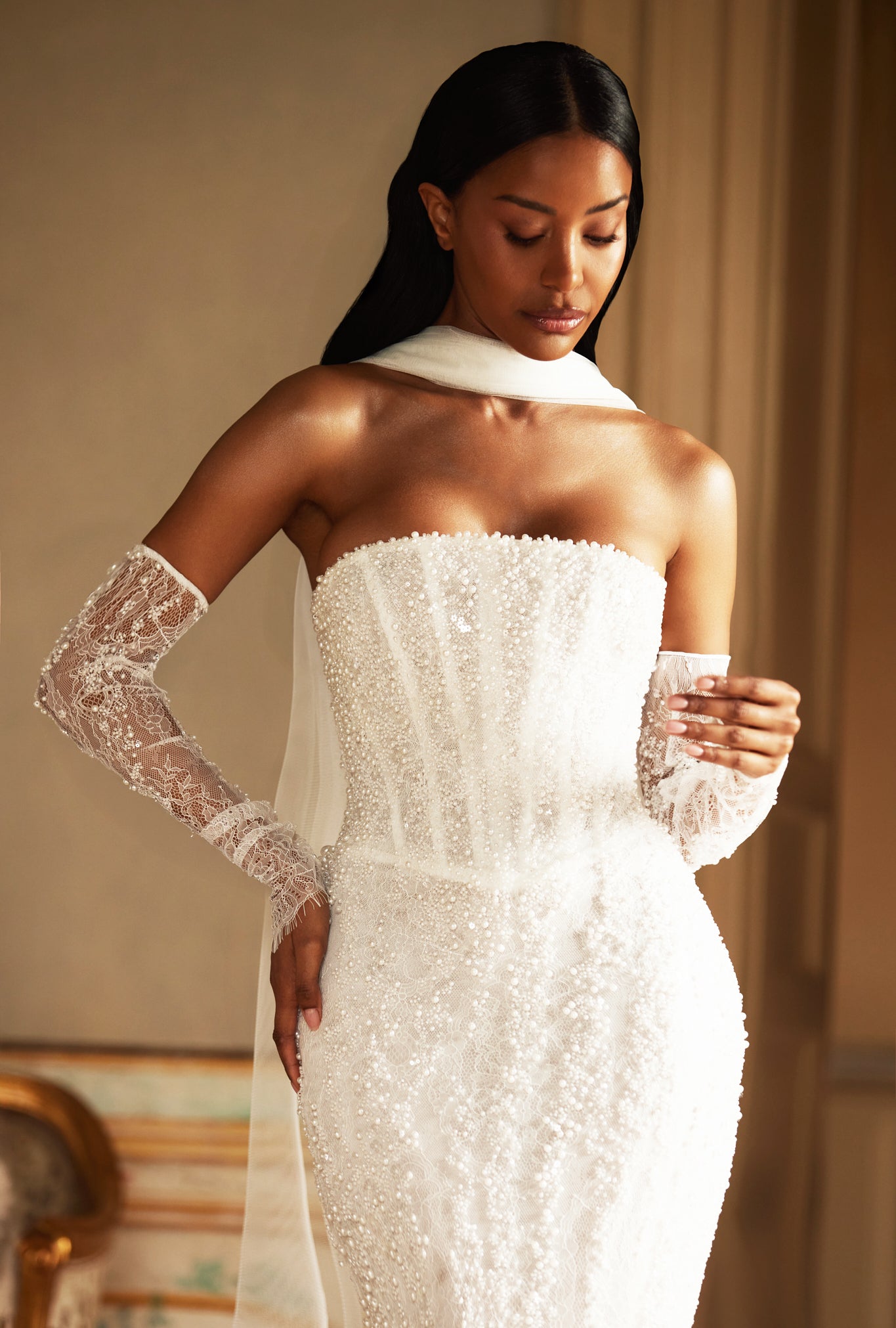 Miraya Two in one Straight across Ivory Wedding dress
