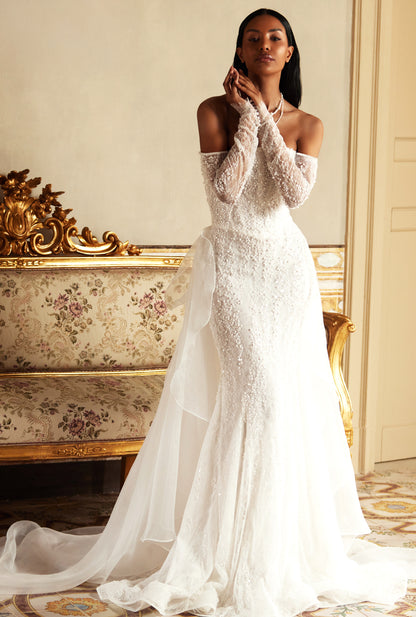 Miraya Two in one Straight across Ivory Wedding dress