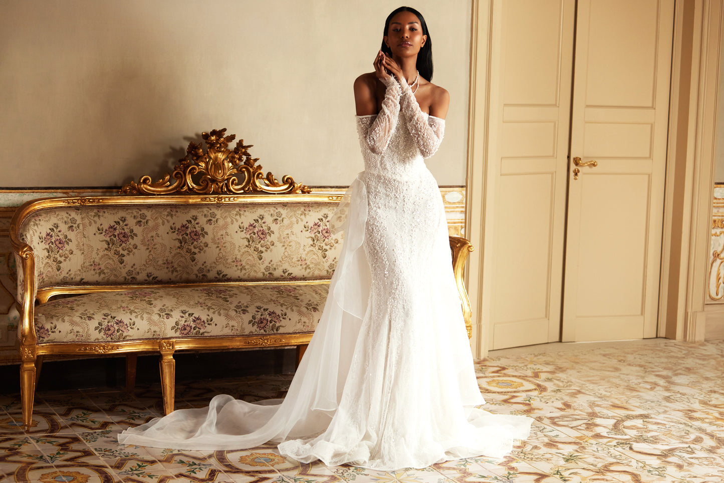 Miraya Two in one Straight across Ivory Wedding dress