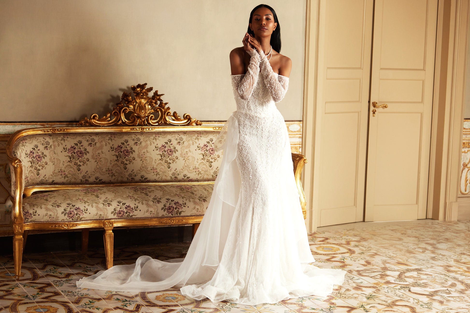 Miraya Two in one Straight across Ivory Wedding dress