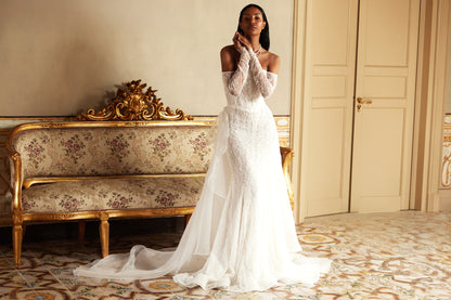 Miraya Two in one Straight across Ivory Wedding dress