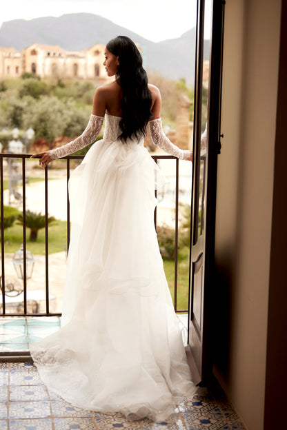 Miraya Two in one Straight across Ivory Wedding dress
