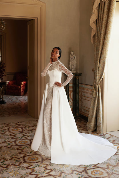 Eloven Two in one High neck Ivory Wedding dress