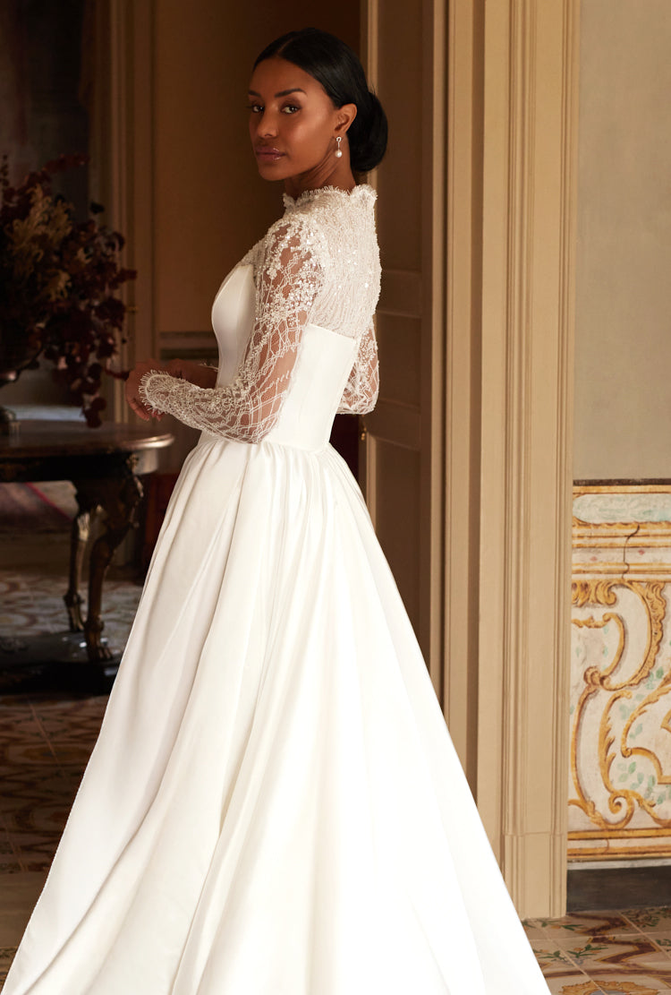 Eloven Two in one High neck Ivory Wedding dress