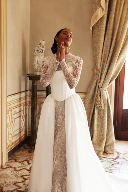 Eloven Two in one High neck Ivory Wedding dress