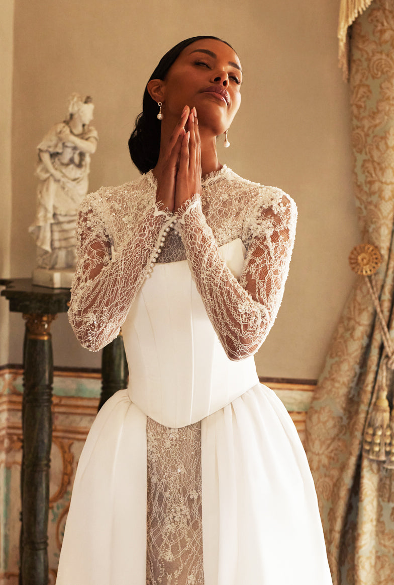 Eloven Two in one High neck Ivory Wedding dress
