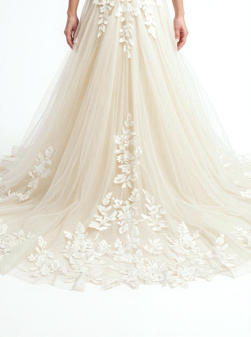 Amina Amina Deep V-neck Milk Wedding dress