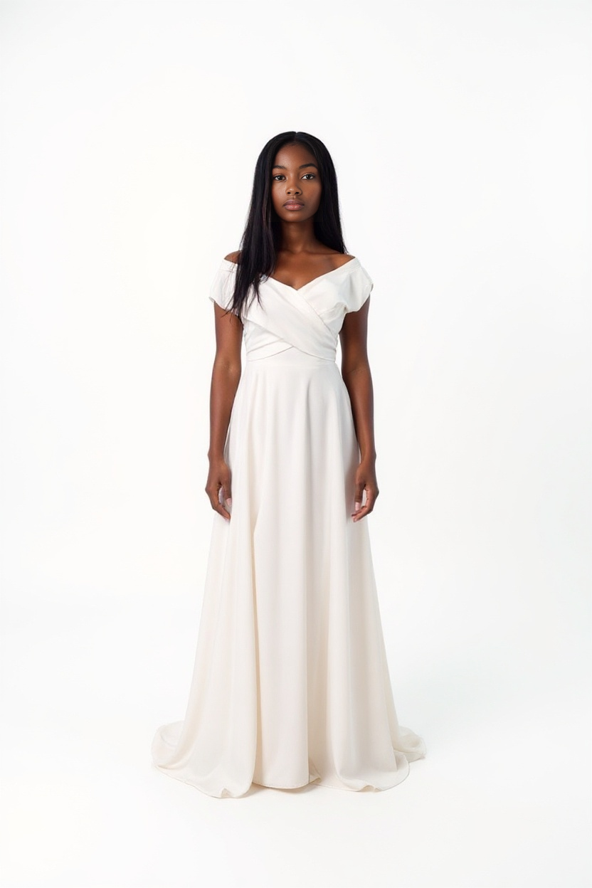 Avaris A-line Off-shoulder/Drop shoulders Milk Wedding dress