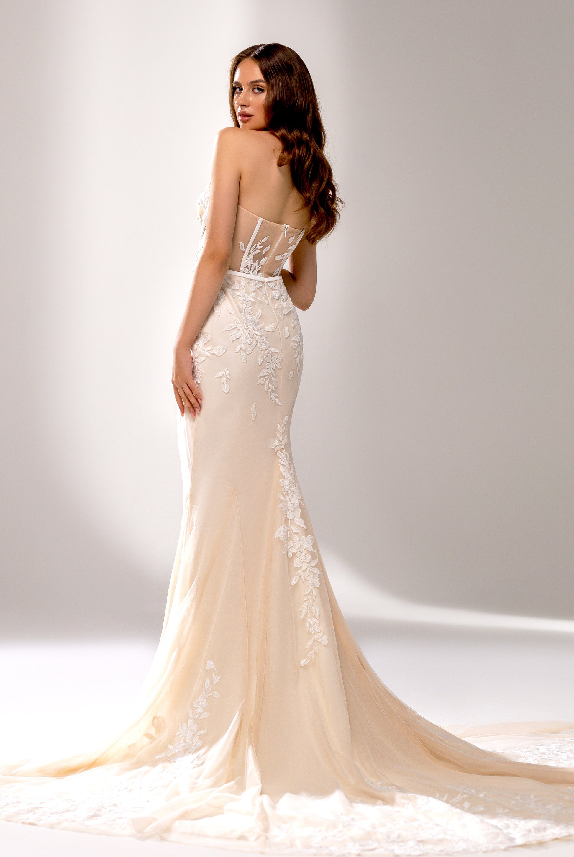 Edina Trumpet/Mermaid Sweetheart Milk/Nude Wedding dress