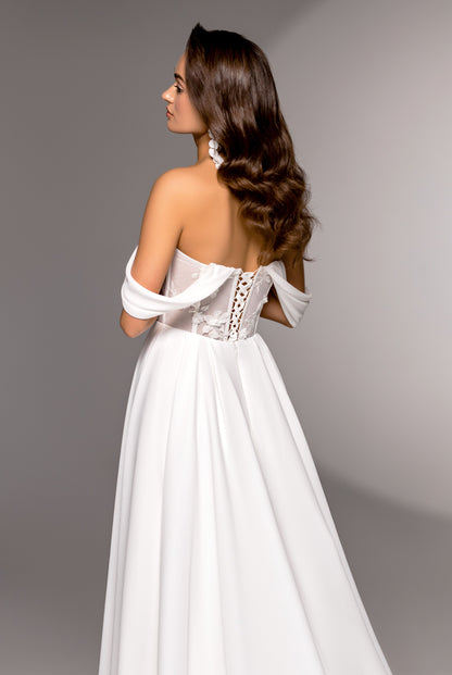 Jae A-line Off-shoulder/Drop shoulders Milk Wedding dress
