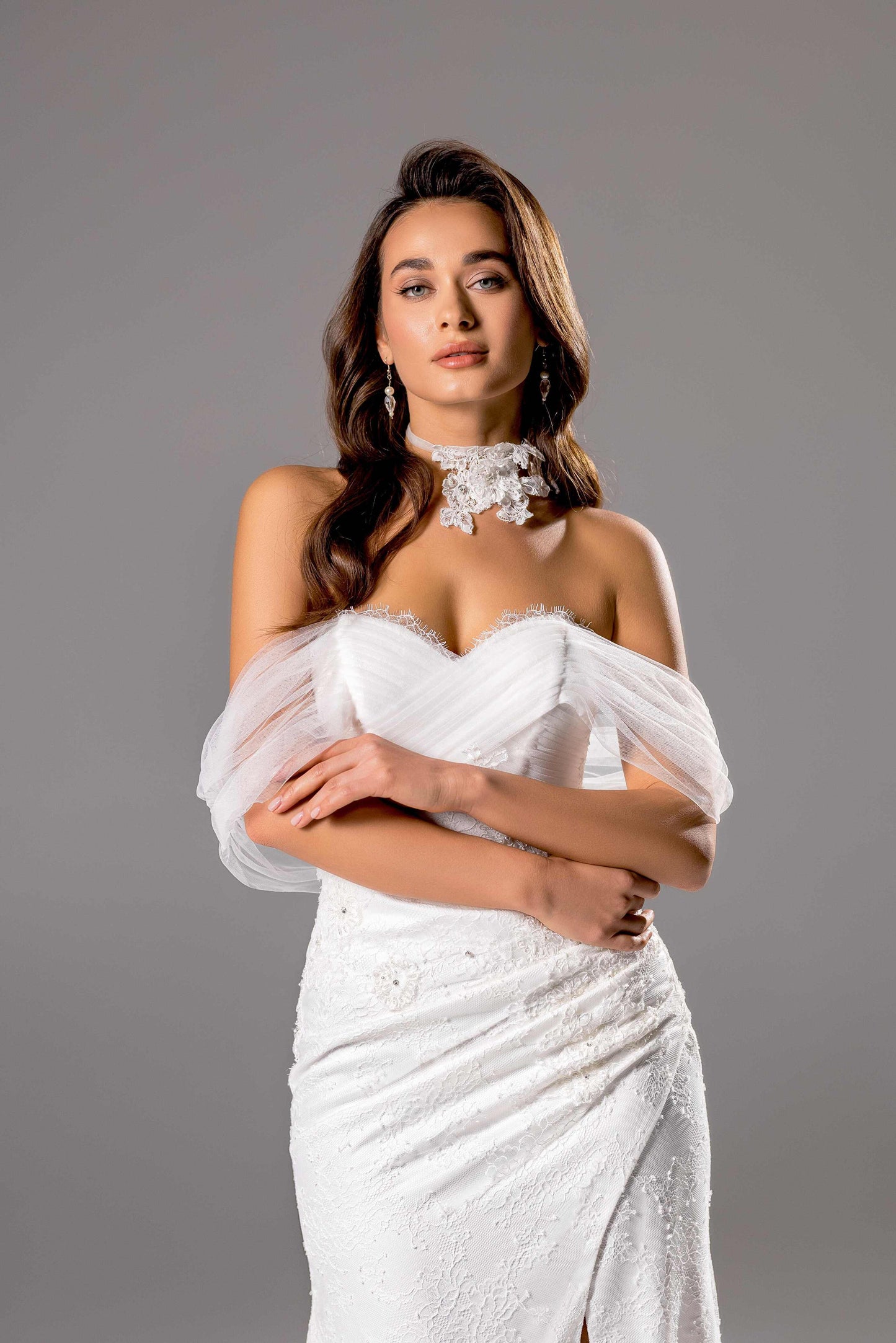 Zoey Trumpet/Mermaid Off-Shoulder/Drop Shoulders Milk Wedding dress