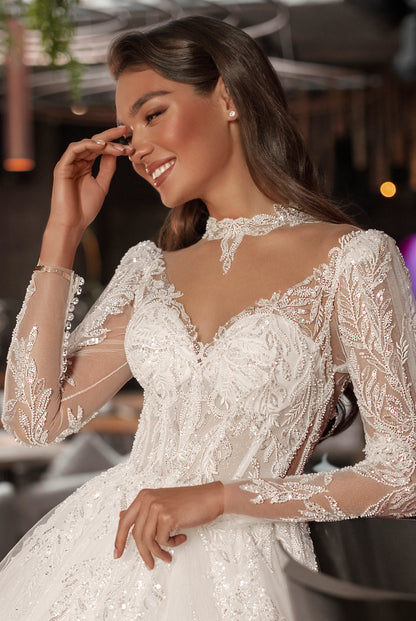 Samantha A-line Jewel Ivory Wedding dress