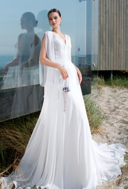 Rumari A-line V-neck Off White Wedding dress