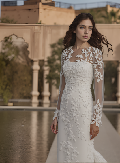 Lania Trumpet/Mermaid Illusion Milk Wedding dress