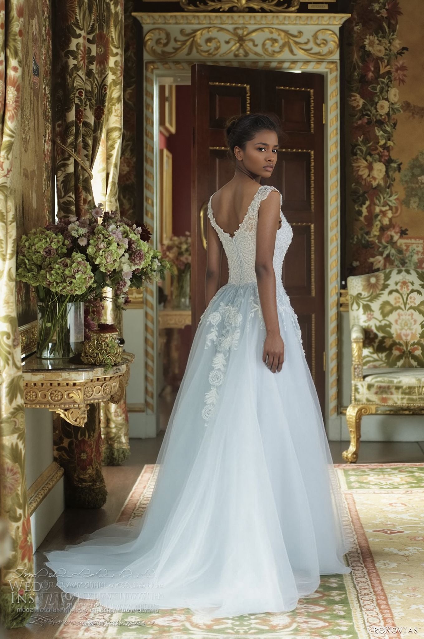 Marivelle A-line V-neck Light blue Wedding dress