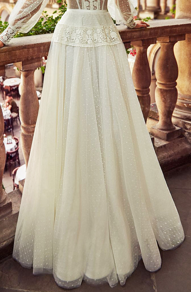 Alsena A-line Jewel Milk Wedding dress
