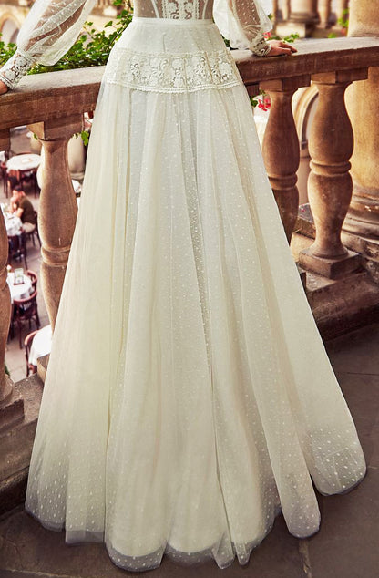 Alsena A-line Jewel Milk Wedding dress