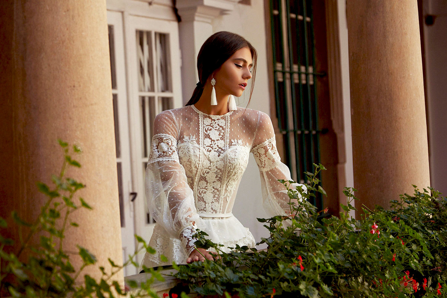 Alsena A-line Jewel Milk Wedding dress