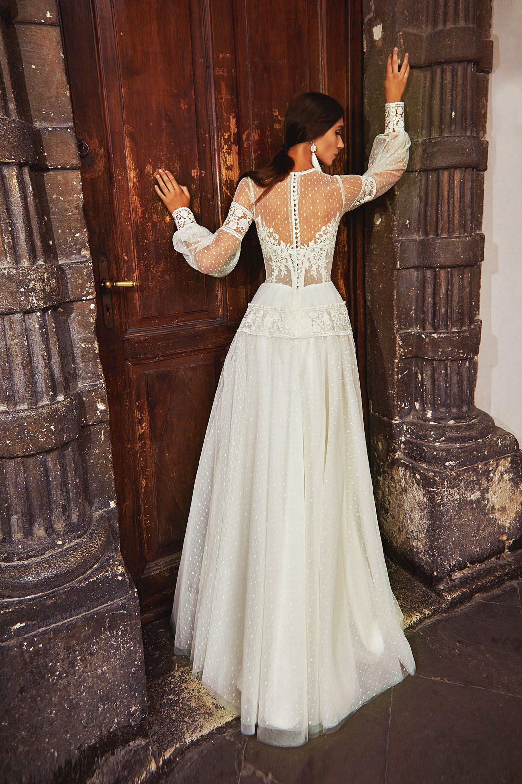Alsena A-line Jewel Milk Wedding dress