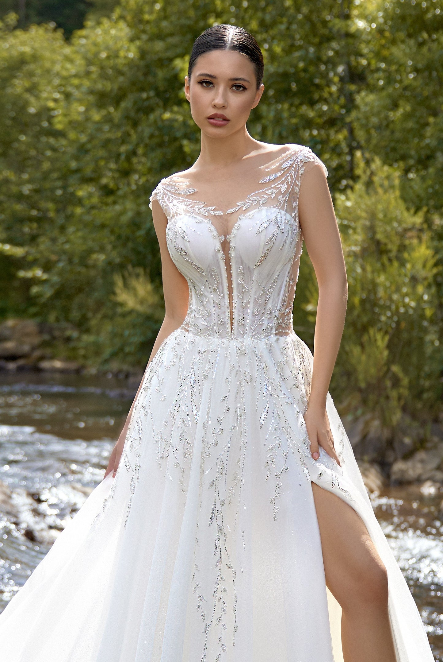 Chelsina A-line Illusion Milk Wedding dress