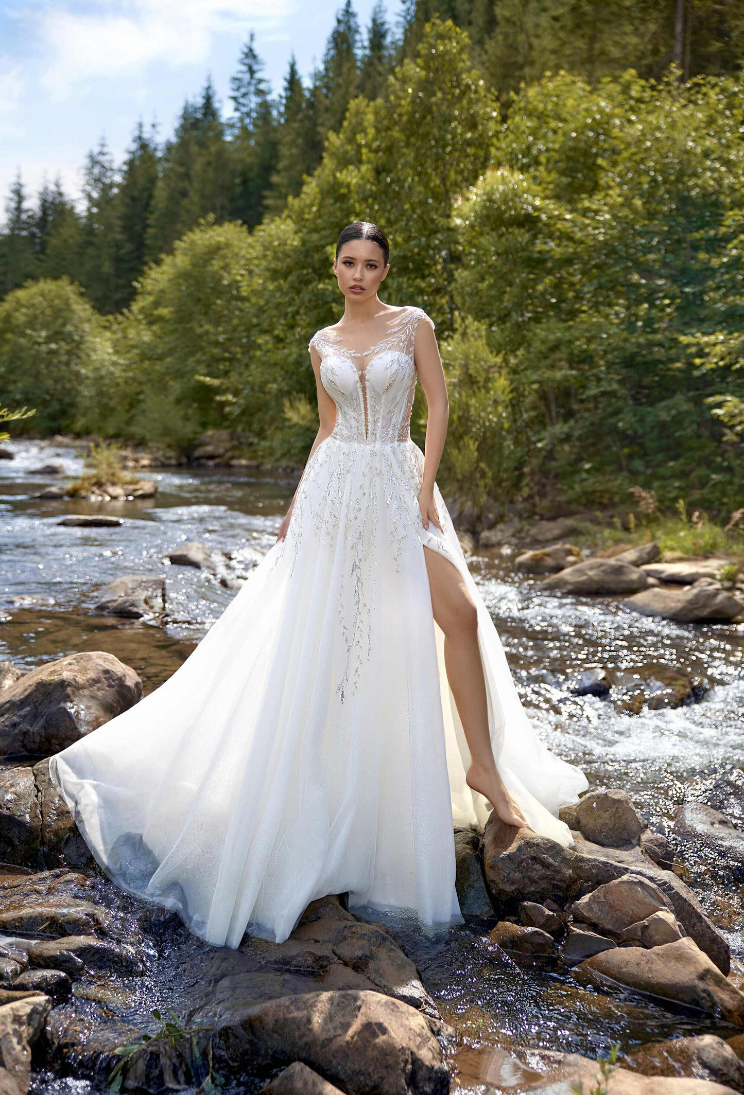 Chelsina A-line Illusion Milk Wedding dress