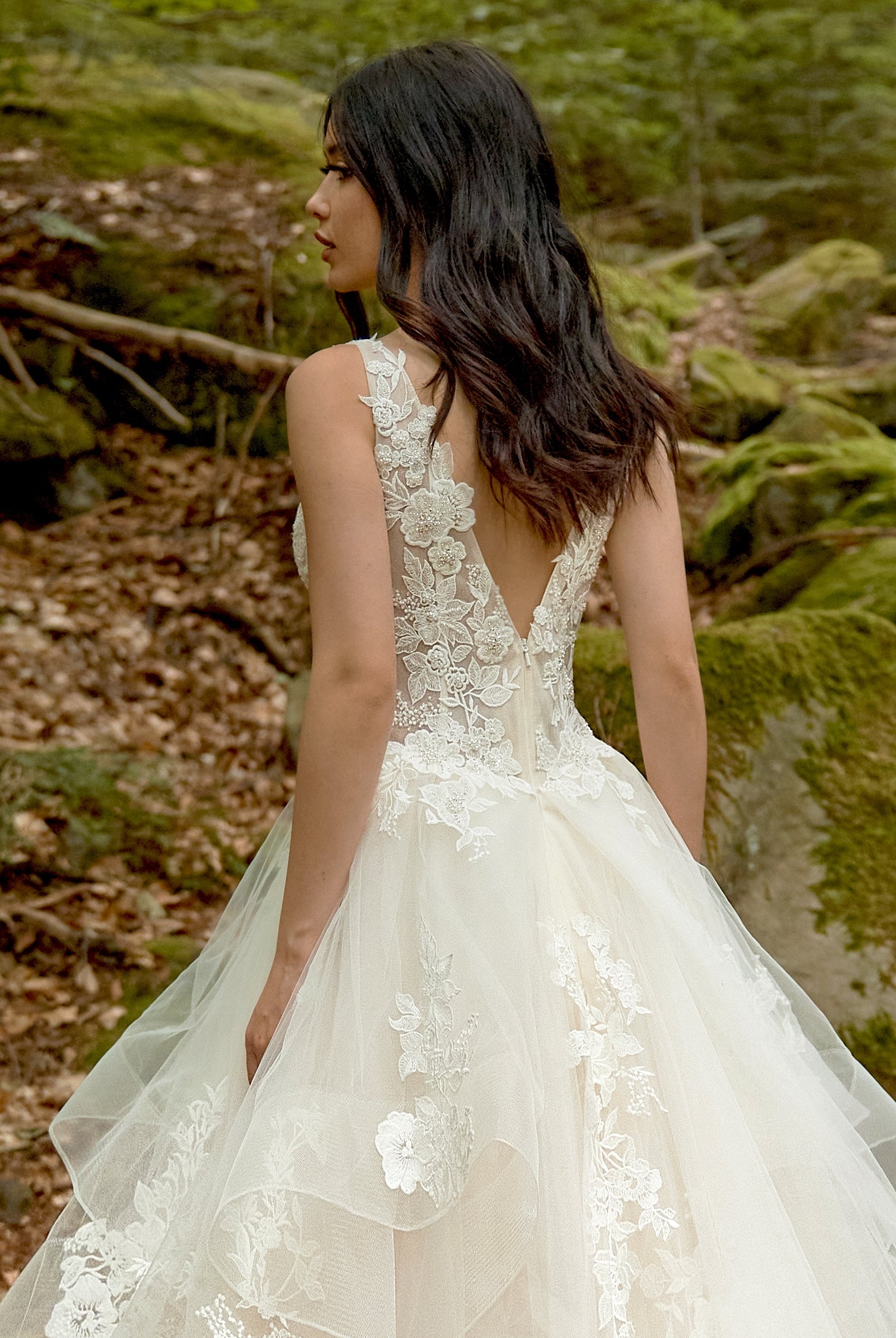 Claudina A-line Deep V-neck Caramel Wedding dress
