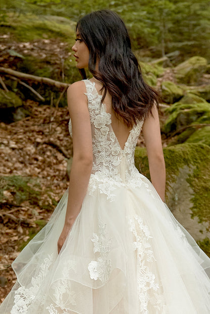 Claudina A-line Deep V-neck Caramel Wedding dress