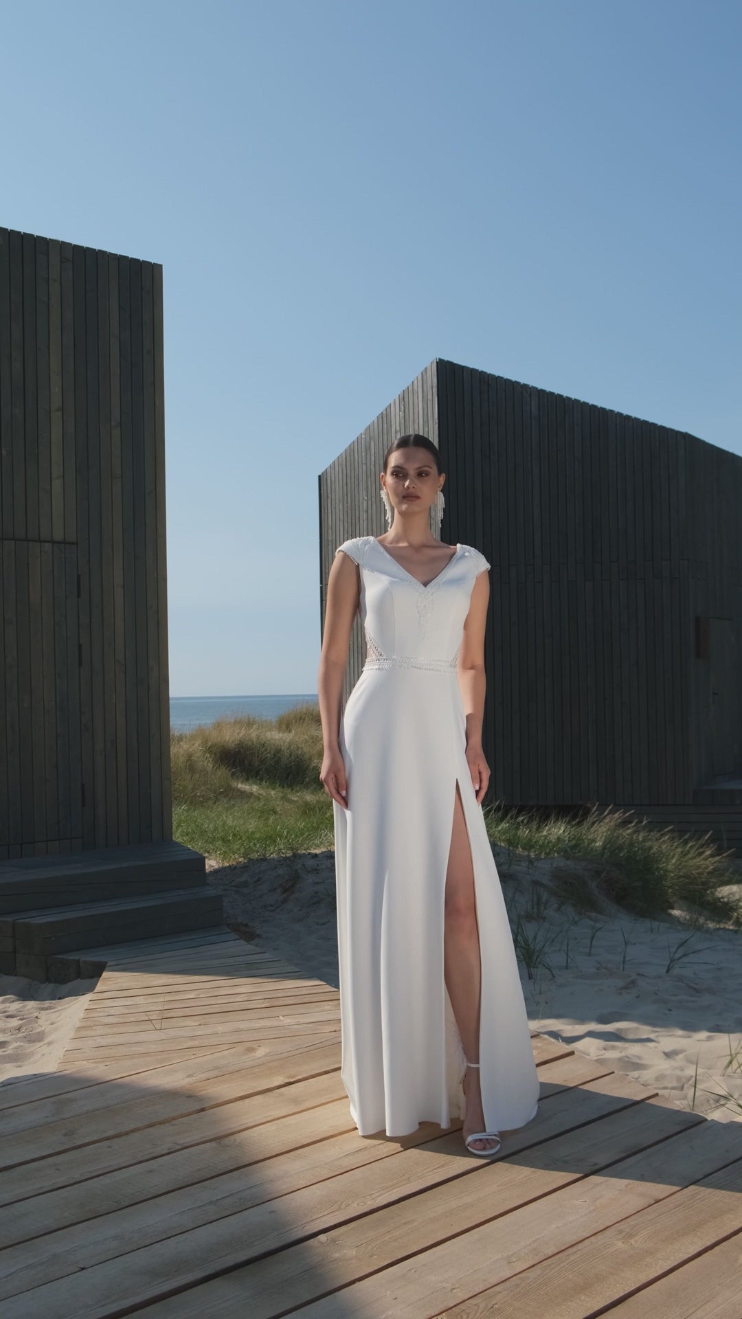 Maret A-line V-neck Off White Wedding dress video