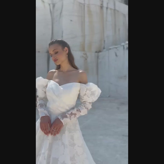 Eleanor A-line Off-shoulder Ivory Wedding dress