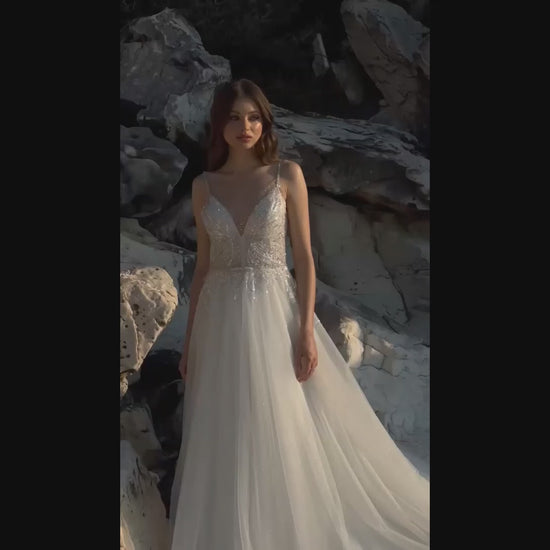 Penellopia A-line V-neck Ivory Wedding dress