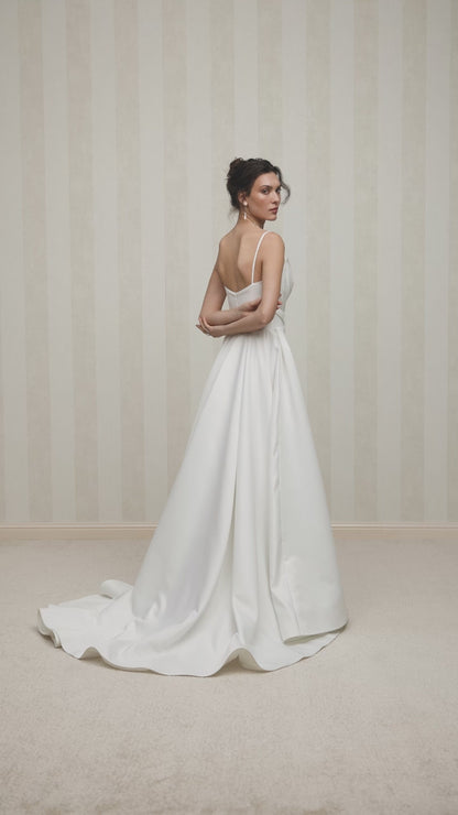 Medina A-line V-neck Milk Wedding dress