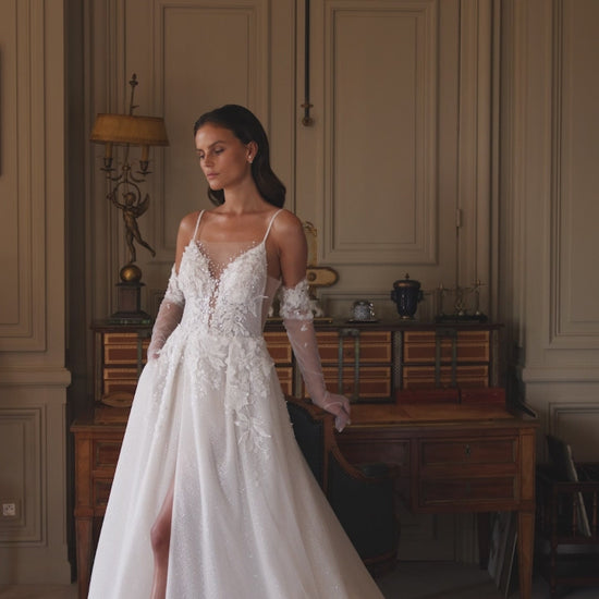 Dorinele A-line Illusion Ivory/Nude Wedding dress