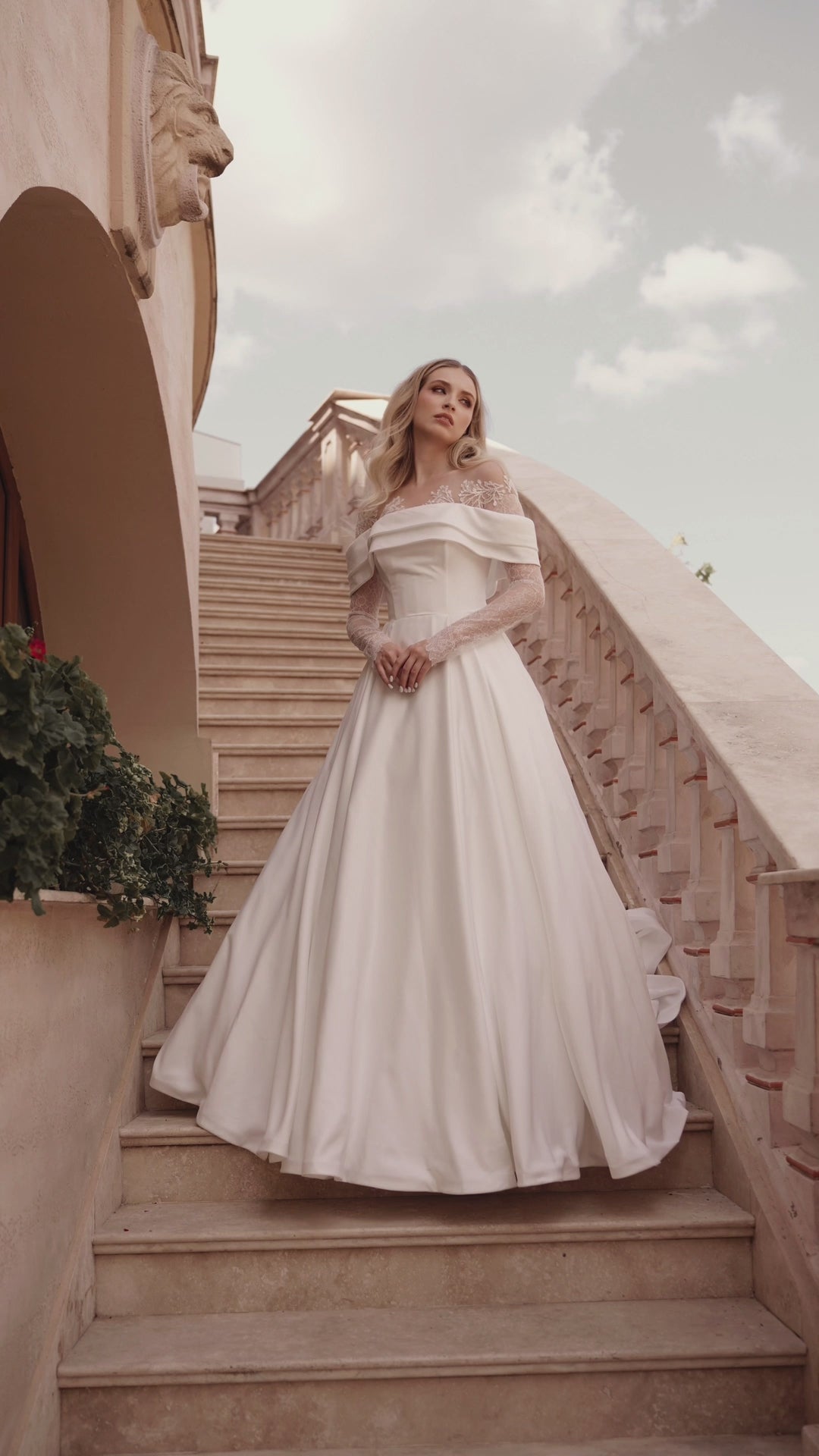 Ramina A-line Illusion Ivory Wedding dress video