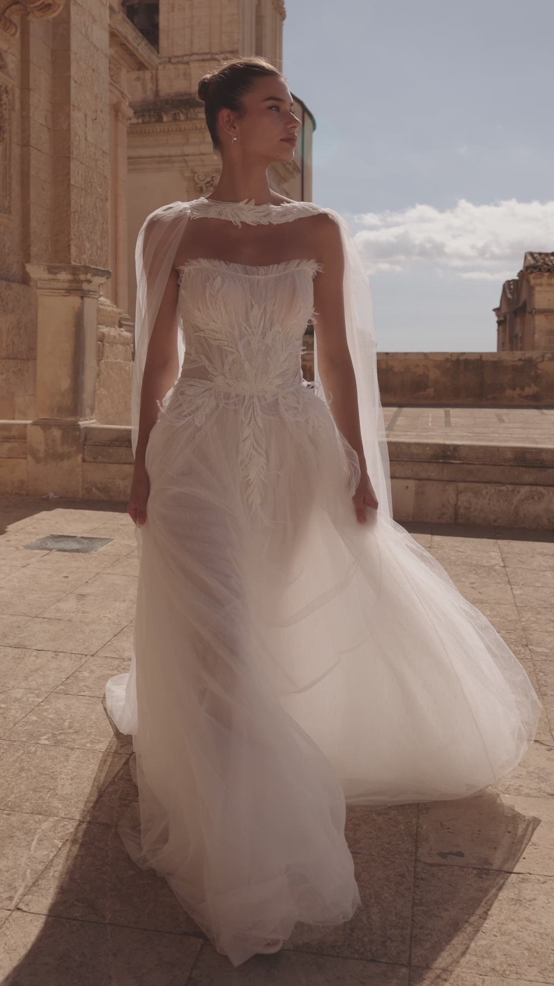 Sabrina A-line Straight across Milk Wedding dress video