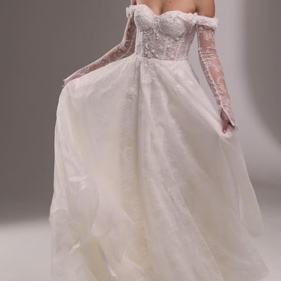 Charlize A-line Off-Shoulder/Drop Shoulders Milk/Nude Wedding dress