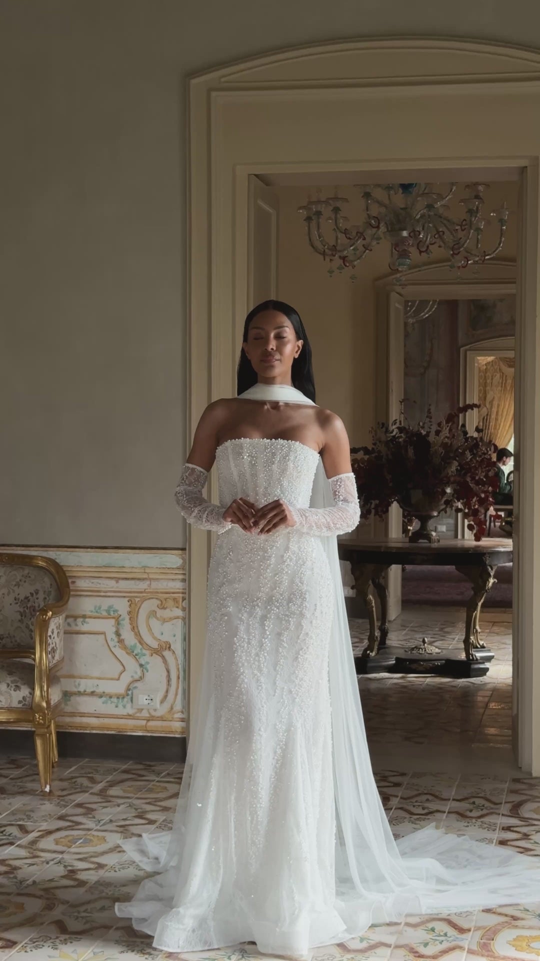 Miraya Two in one Straight across Ivory Wedding dress video
