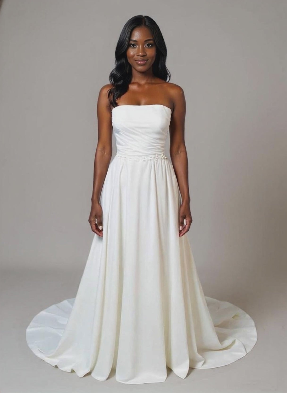 Linna A-line Straight across Milk Wedding dress video