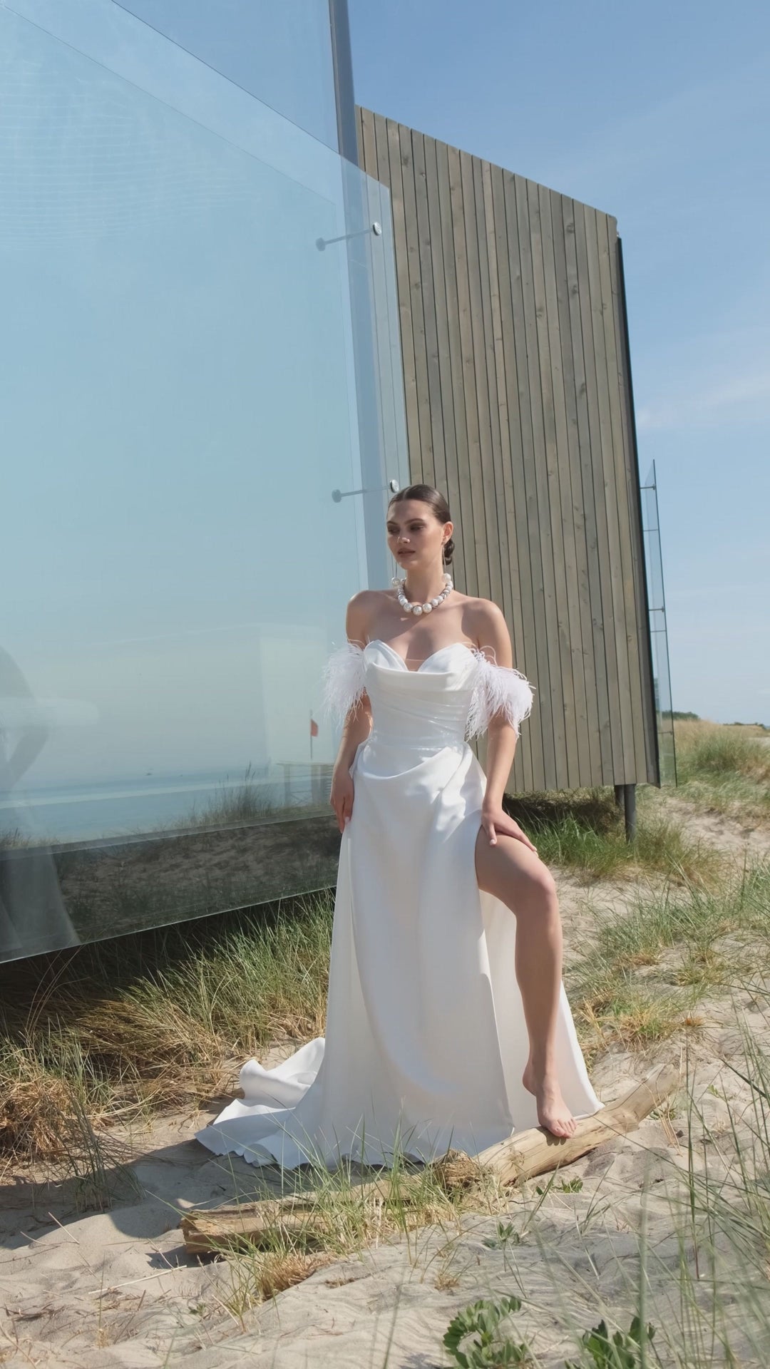 Desma A-line Sweetheart Off White Wedding dress video