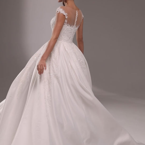 Halston Princess/Ball Gown Illusion Milk Wedding dress